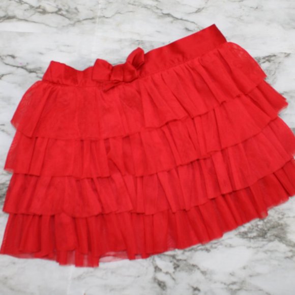 CARTER'S Skirt Ruffle Mesh Layered Tiered Girlycore Balletcore Casual Red 5T - Picture 1 of 9